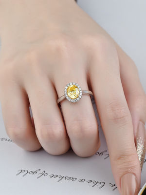 Alto laboratorio Diamond Wedding Ring Engagement Ring de Diamond Rings Yellow Oval Cut de la suposición de la claridad