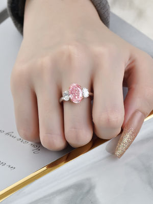 anillo 10 Mohs de Diamond Jewelry Oval Pink Diamond del laboratorio 3.52ct