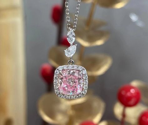 el laboratorio rosado del corte del amortiguador 1.63ct CONTRA el oro blanco de Diamond Necklace 18k modifica servicio para requisitos particulares