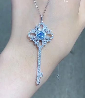 IGI Lab Cultivado Diamante Joyería Azul Redondo 18k Oro Blanco Engagement 1,05 quilates