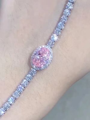 2.87ct Diamante rosa Brazalete de tenis Diamante oval de corte suelto sintético