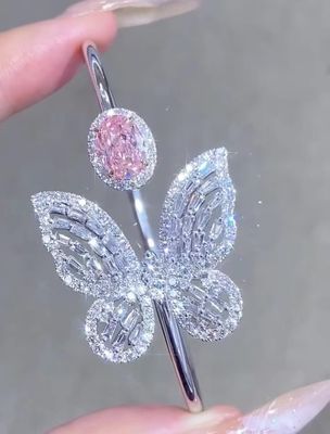 Brazaletes de diamante cultivados en laboratorio con certificación NGTC 1.97ct Brazalete de diamante rosa ovalado