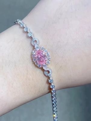 Brazaletes de diamante de laboratorio de colores elegantes Brazaletes de tenis de diamante rosa 2.08ct