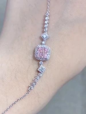 Cushion Cut Lab Creado Brazalete de Diamante Rosa Color Diamante Fancy 1.52ct