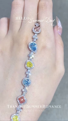 Colored Lab Creado Brazalete de Diamante Caramelo Brazalete de laboratorio Joyería de Diamante