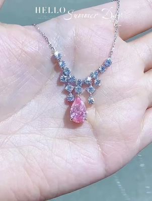 IGI Certificado de laboratorio de cultivo de diamantes colgantes de pera corte 2.84ct Rosa de color elegante