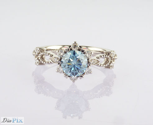 Blue CVD 1.01ct Anillo de bodas de diamante de laboratorio 18K Oro blanco Conjunto IGI Certificado