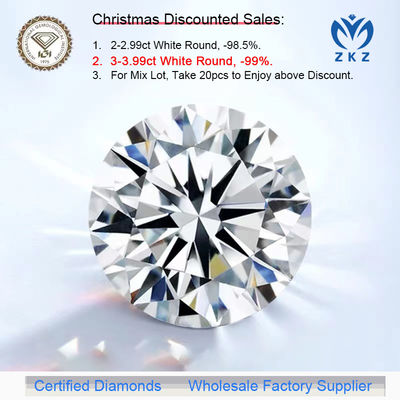 CVD DEF VS VVS Redondo de corte brillante 3ct + diamantes cultivados en laboratorio Certificado IGI
