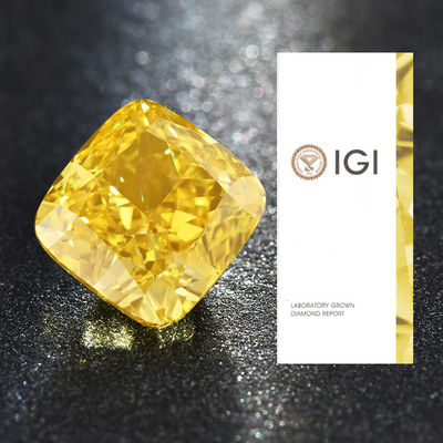 El laboratorio flojo sintético de HPHT creó a Diamond Cushion Cut amarillo vivo de lujo 3.51ct