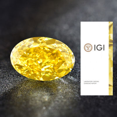 Diamantes amarillos creados en laboratorio 1.00ct Amarillo vivo y elegante VS1 Forma ovalada HPHT