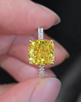 Diamante amarillo de laboratorio Anillos de diamante crecidos Anillo de compromiso Anillo de boda