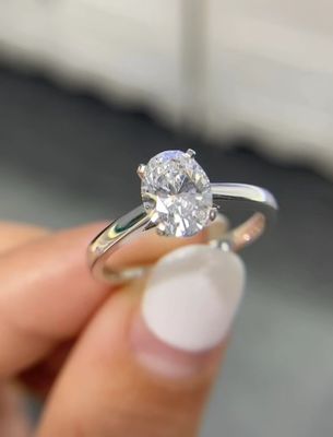 Anillo de Diamante Blanco Oval Anillo de compromiso Anillos de Boda Anillos de Diamante de laboratorio