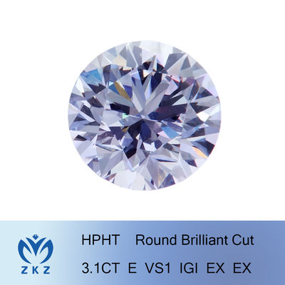 color blanco crecido laboratorio flojo sintético del corte brillante de los diamantes 3.1Ct