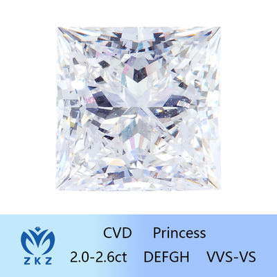 Diamante de laboratorio de corte de princesa certificado por IGI como diamante CVD sintético 2ct-2.6ct de fábrica de venta directa
