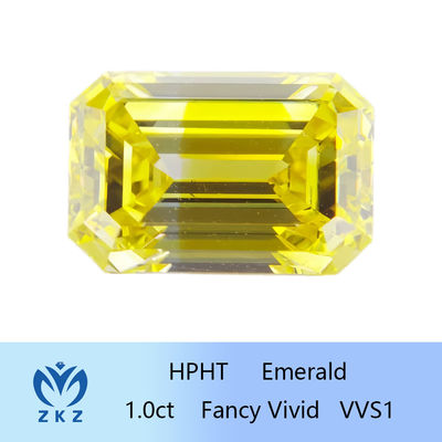 HPHT 1ct Creado en laboratorio Diamantes amarillos Corte esmeralda Claridad VVS Certificado IGI