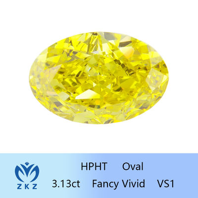 El laboratorio flojo Diamond Oval Modified sintético amarillo 3ct de HPHT desea vivo