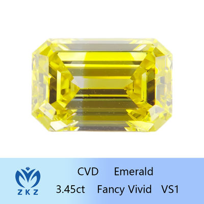 El laboratorio flojo de HPHT creó a Diamond Emerald Cut amarillo IGI certificado