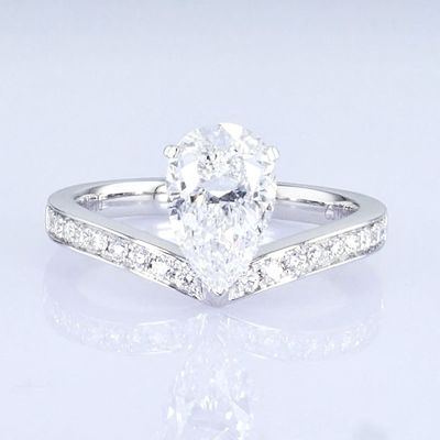 18k forma de pera blanco de laboratorio anillo de diamante maduro diseño de princesa para regalos para la fiesta