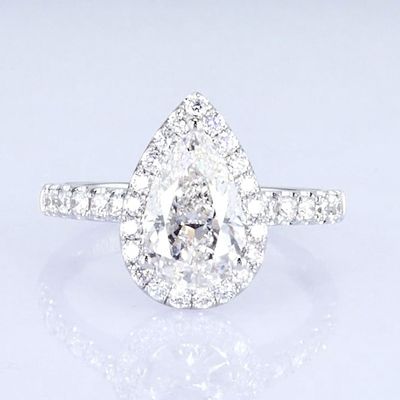 18k pera alrededor de diamantes llenos mujeres anillo blanco de laboratorio anillo de diamante crecido hermoso diseño para regalos para la fiesta