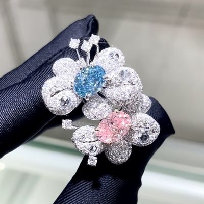 18k forma ovalada de dos colores estilo anillo laboratorio crecido rosa anillo de diamante lujo y diseño exquisito para la fiesta para el banquete