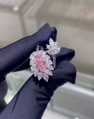 Marqués CVD Laboratorio de Diamante Crecido Joyería Rosa Diamante Anillo 18k Oro Blanco Joyería personalizada