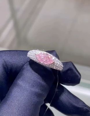 Marquise Laboratorio de las joyas de diamantes cultivados Rosa CVD Anillo de diamante 18k Oro blanco pasar la prueba