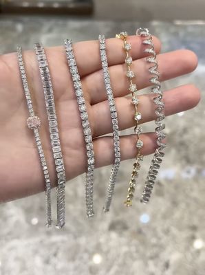 Joyería de alta calidad Brazalete de diamante cultivado de carbono DEF Color de forma elegante Brazalete de tenis